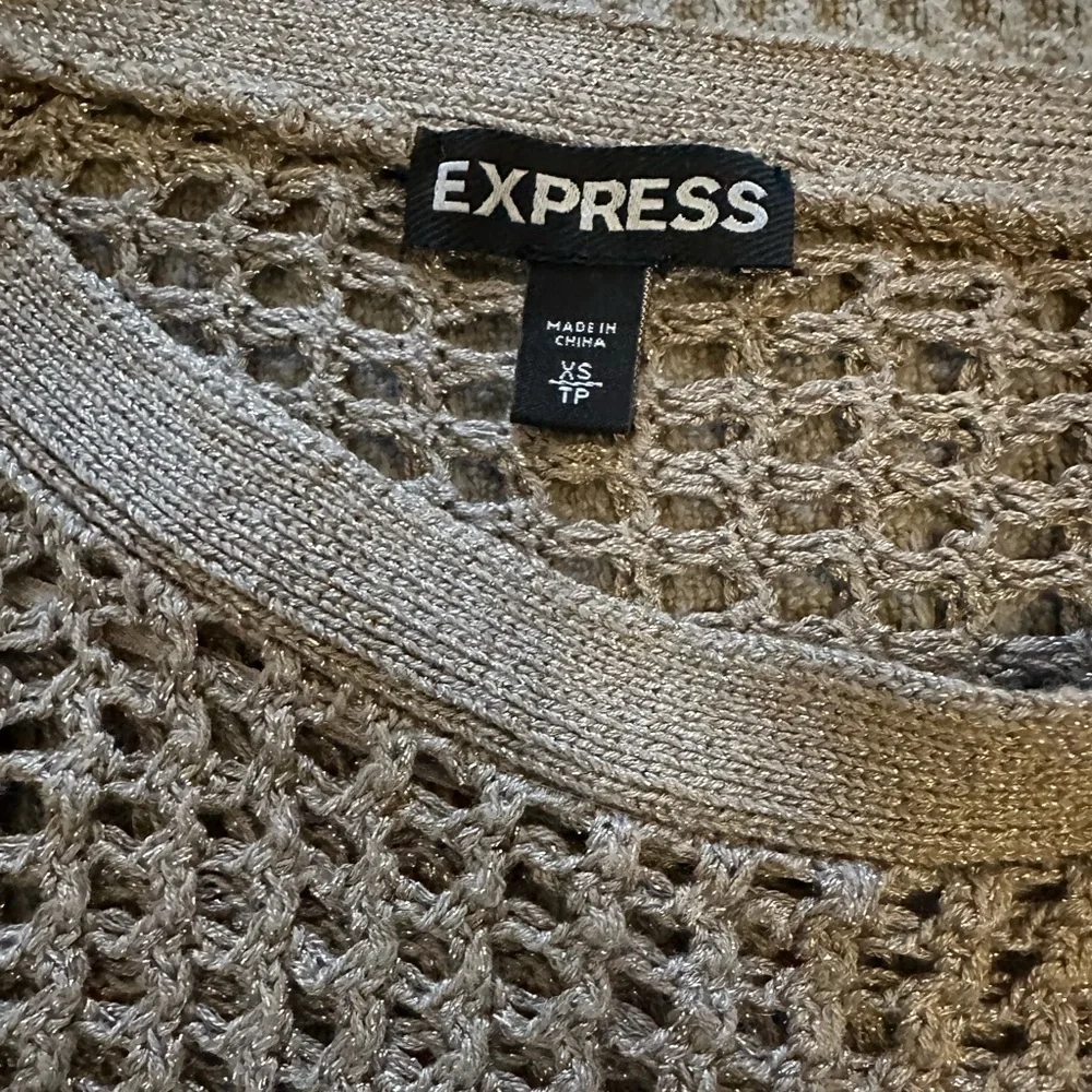 Express open knit metallic cropped sweater XS